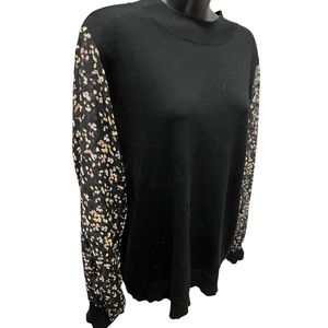 Women's Indigo Rose Long Sleeve Black Top With Sheer Sleeves Size XL